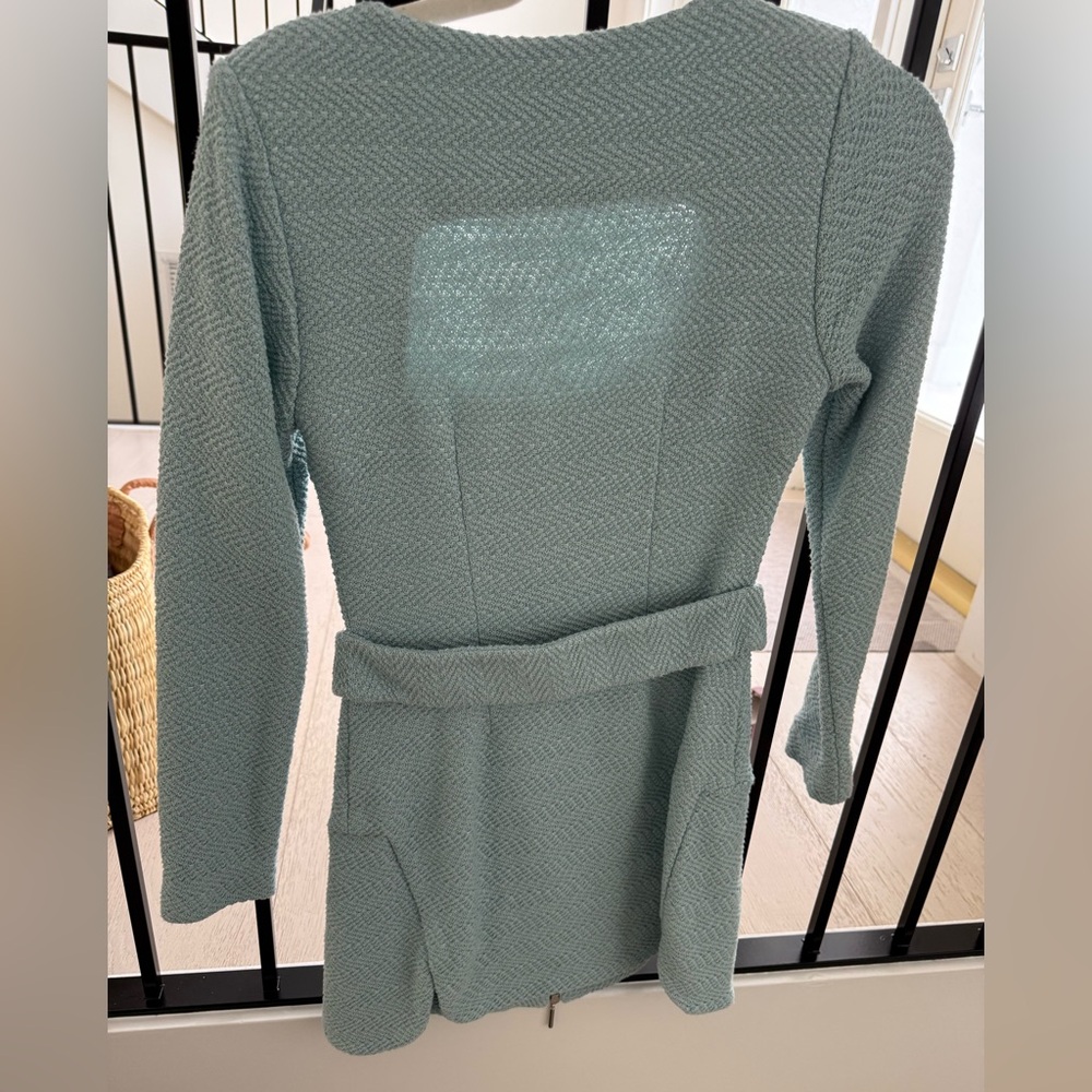 ALEXIS Elvire Structured Textured Long Sleeve Cotton Blend Mini Dress Light Blue - Picture 8 of 8